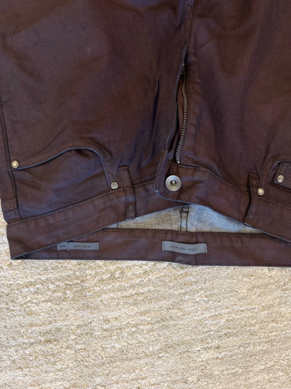 John Varvatos Coated Burgundy Jeans